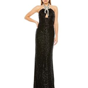 Mac Duggal Black Sequin Maxi Dress **read description**